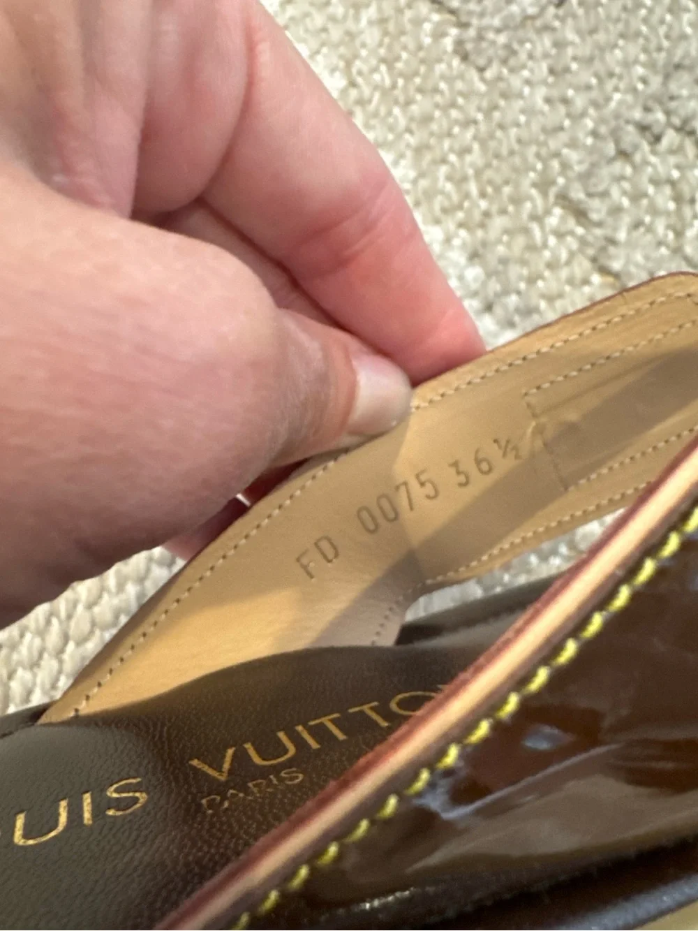 Louis Vuitton Brown Patent Leather Thong Sandals – Size 36.5